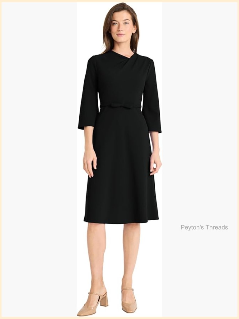 Twist Neck Dress With Flared Sleeves - Cocktail Midi